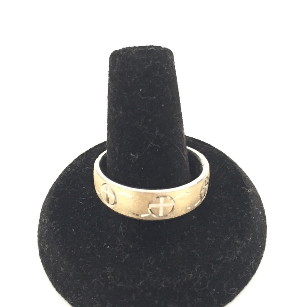 Men’s Diamond Cut SS & 14k Etched Bang Ring - Picture 6 of 6